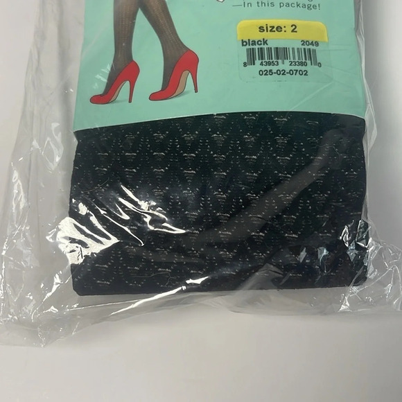 Assets By Sara Blakely Black Wishbone Texture Shaping Tights Women's Size 2 - Picture 3 of 3